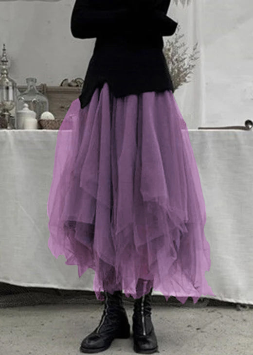 Plus Size Purple Patchwork Cute Tulle Skirts Spring