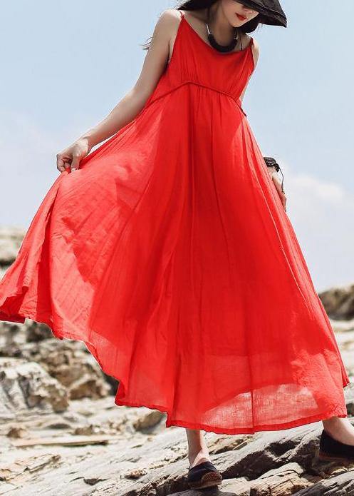 Women red sleeveless clothes For Women Casual Summer Solid Color Double Layer Hem Dress