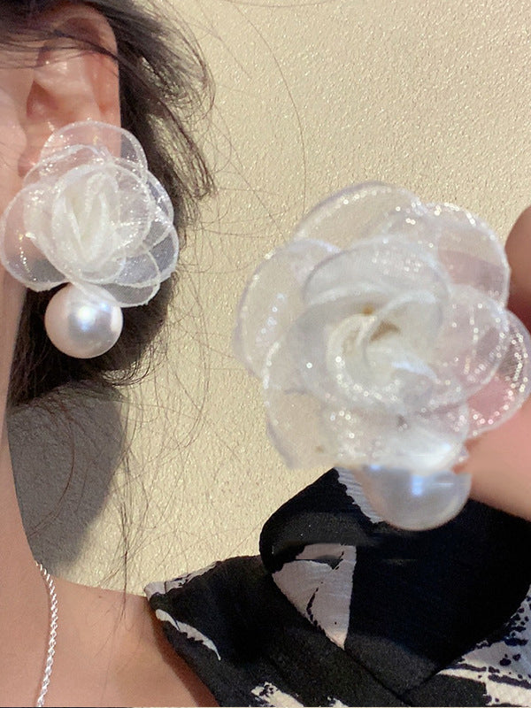 Flower Shape Gauze Earrings Accessories