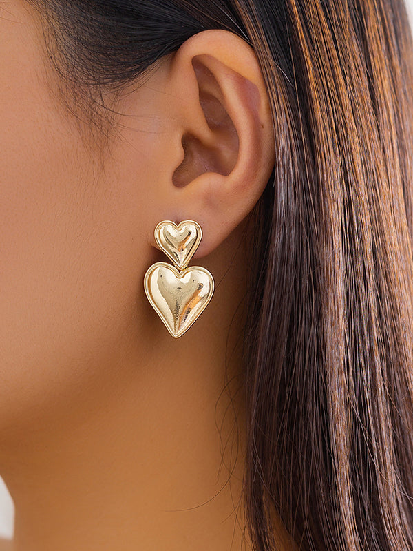 Normcore Heart Shape Solid Color Drop Earrings