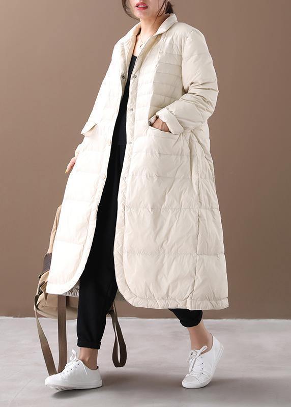 women white warm winter coat plus size winter Notched pockets outwear