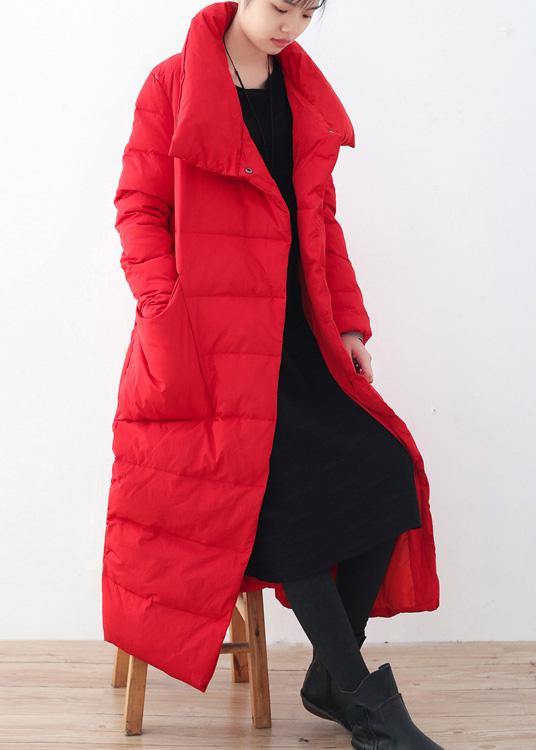 2021trendy plus size women  parka v neck coats red thick warm down coat winter