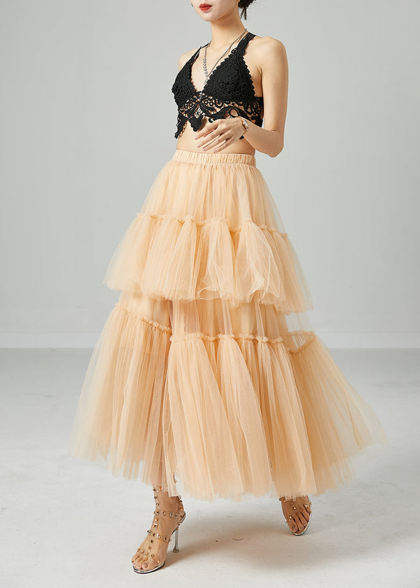 Apricot Tulle Holiday Skirt Layered Design Exra Large Hem Summer