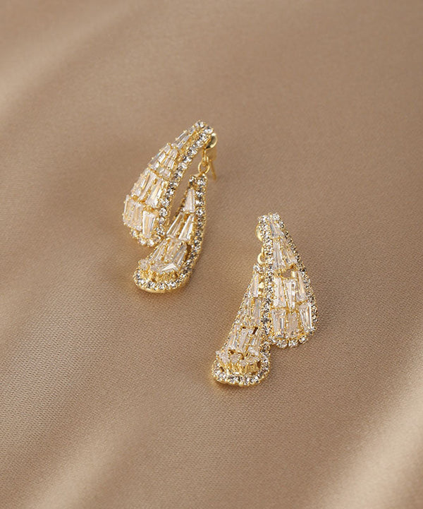 Art Gold Copper Zircon Hoop Earrings