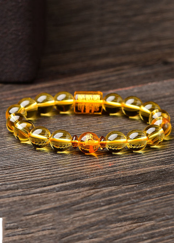 Art Yellow Crystal Buddha Beads Bracelet