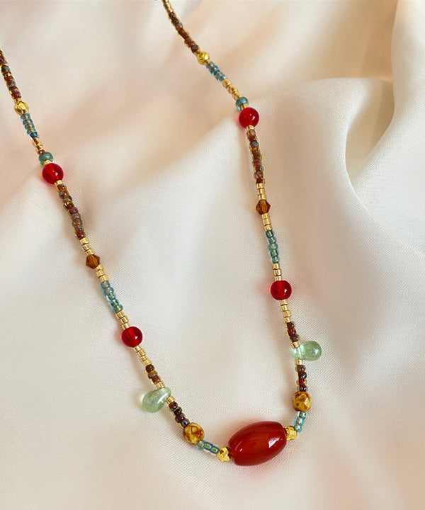 Beautiful Rainbow Beading Agate Princess Necklace