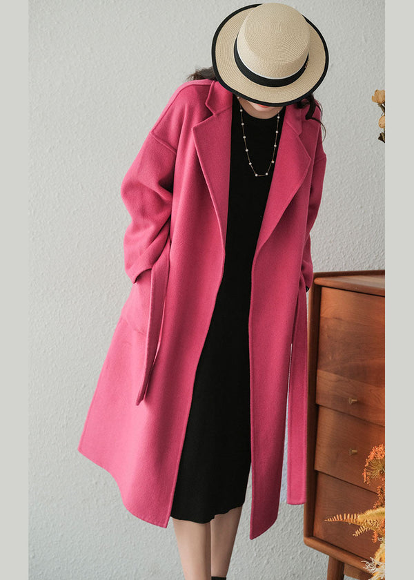 Beautiful Rose Peter Pan Collar Sashes Woolen Coats Winter