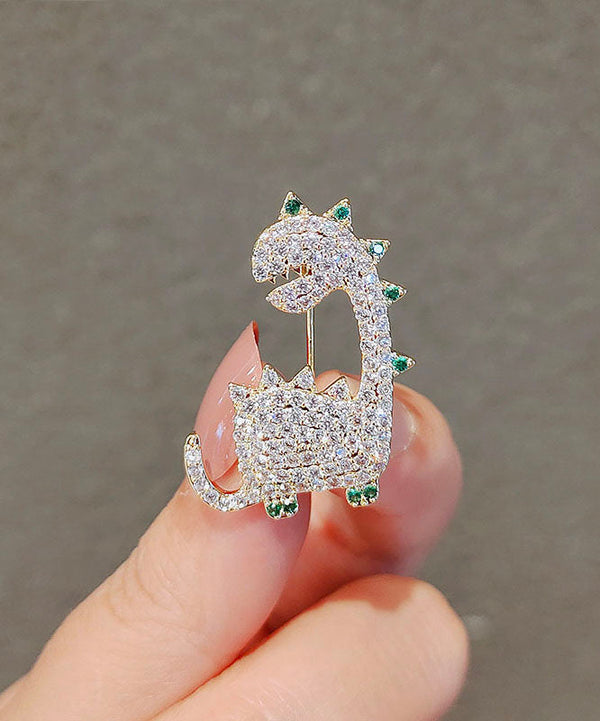 Beautiful Silk Alloy Zircon Dinosaur Brooches