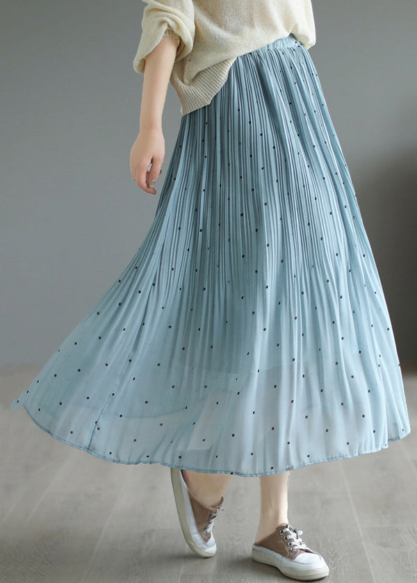 Blue Chiffon Pleated Skirts Oversized Exra Large Hem Summer