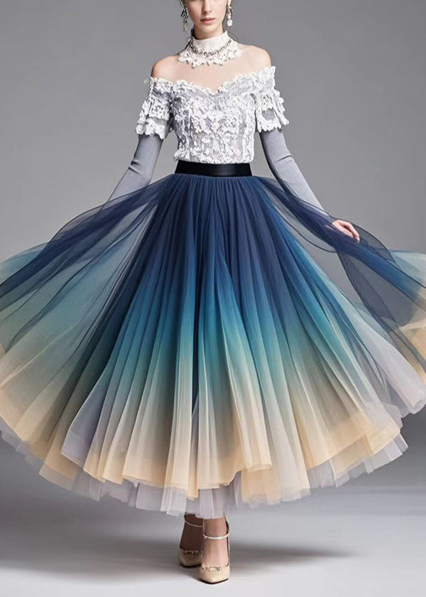 Bohemian Gradient Color Exra Large Hem Tulle Skirt Fall