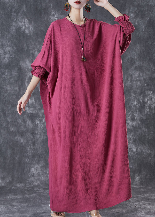 Boho Red Oversized Lengthen Cotton Robe Dresses Fall