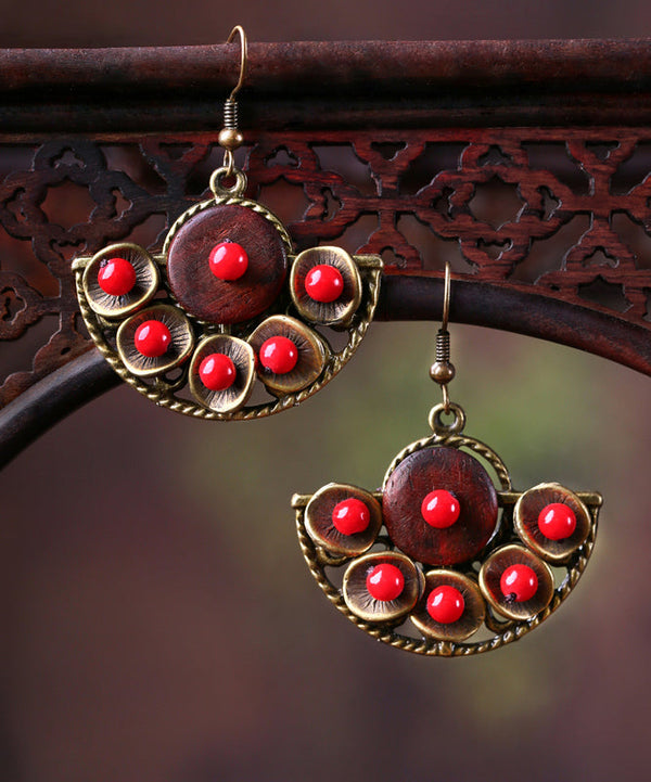 Boho Retro Women Red Metal Drop Earrings