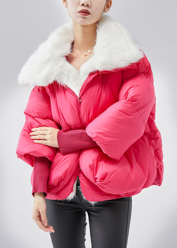 Boutique Pink Fur Collar Fine Cotton Filled Winter Short Coats