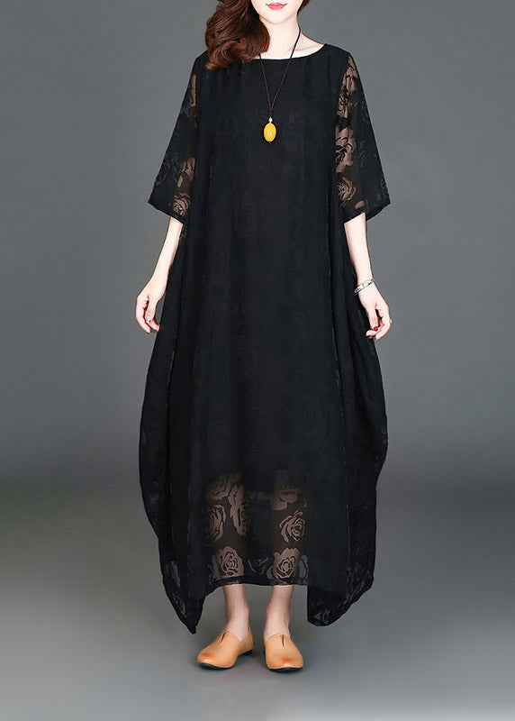 Casual Black Loose Cozy Long Dresses Summer