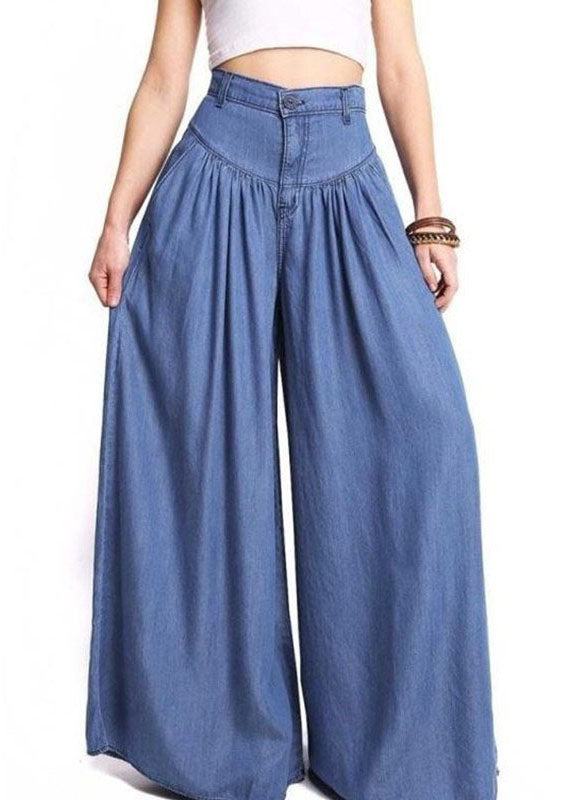 Blue Boho Wide Leg Pants For Women