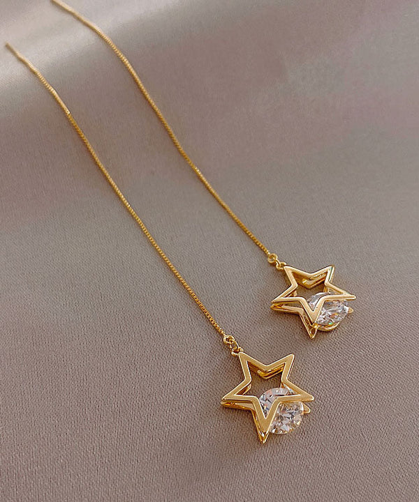 Chic Star Alloy Crystal Star Drop Earrings