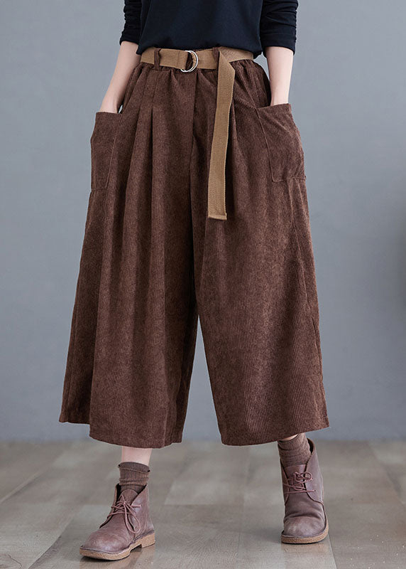 Coffee Pockets Corduroy Crop Pants Skirt Fall