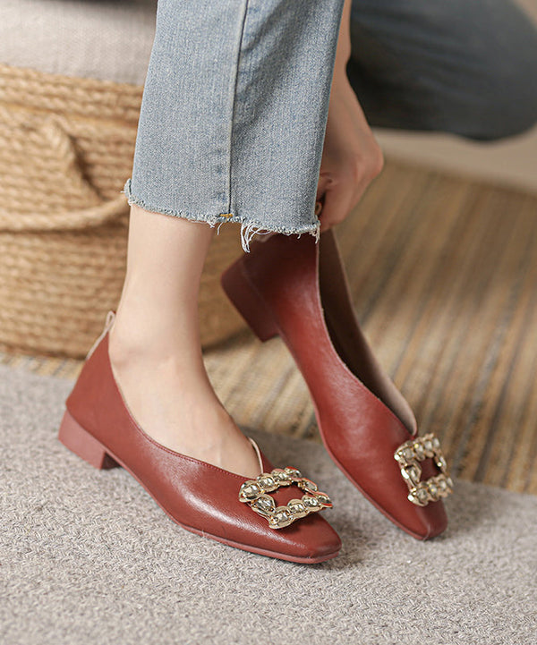 Comfortable Plus Size Red Zircon Splicing Flat Shoes For Women