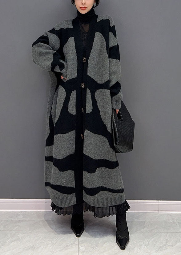 Dark Grey Cozy Knit Loose Cardigan Oversized Thick Winter