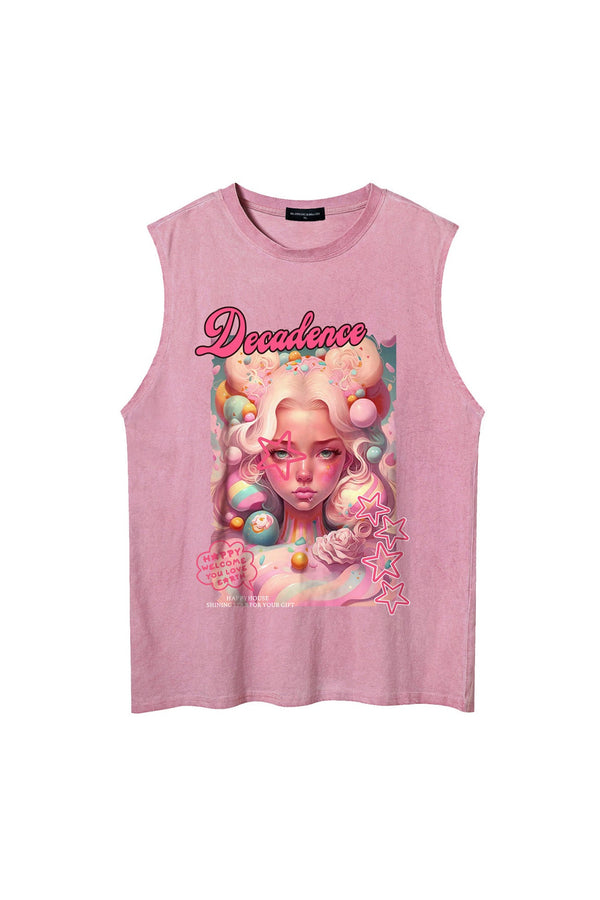 Dreamy Girl Printed Vintage Tank Top