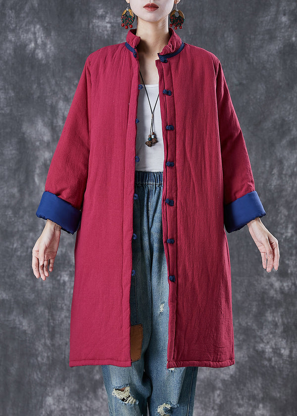 Elegant Red Chinese Button Thick Fine Cotton Filled Puffers Jackets Winter