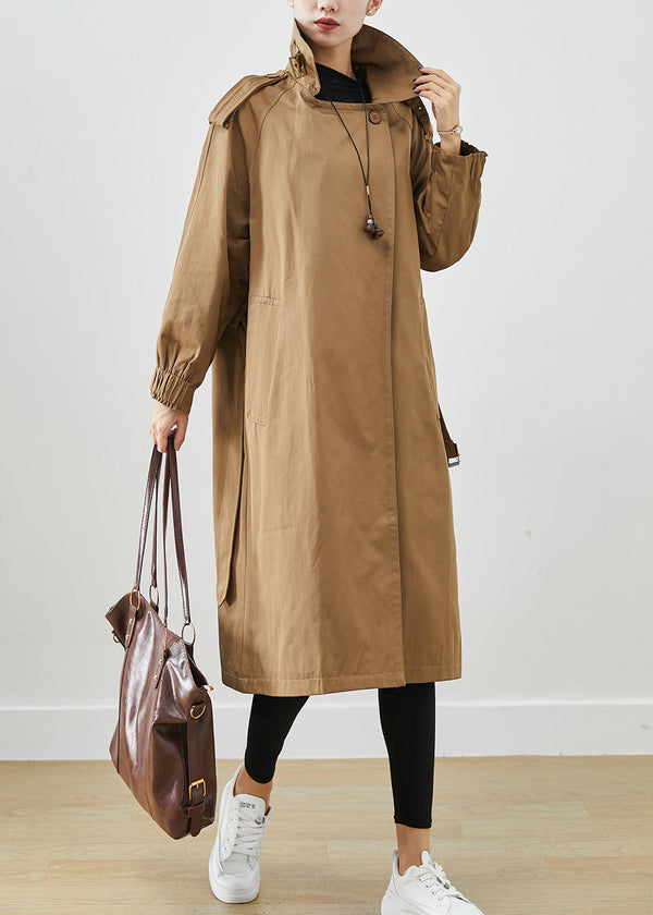 Fashion Chocolate Oversized Pockets Cotton Coat Outwear Fall