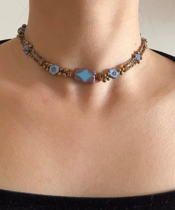 Fine Blue Copper Overgild Beading Gratuated Bead Necklace