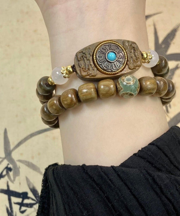 Fine Brown Turquoise Sandalwood Chain Bracelet