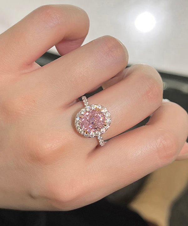 Fine Pink Copper Zircon Egg Shaped Rings