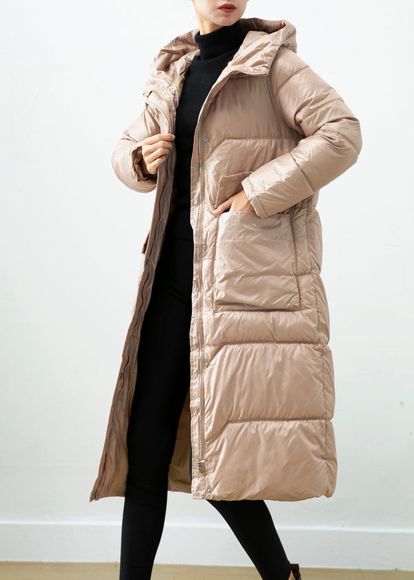 Khaki Duck Down Puffer Jacket Oversized Hooded Winter