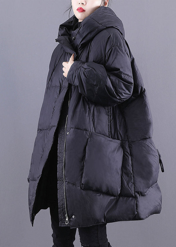 Loose Black Hooded Pockets Drawstring Duck Down Canada Goose Jacket Winter