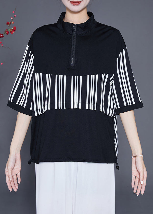 Loose Black Zip Up Striped Cotton Sweatshirts Tracksuits Summer