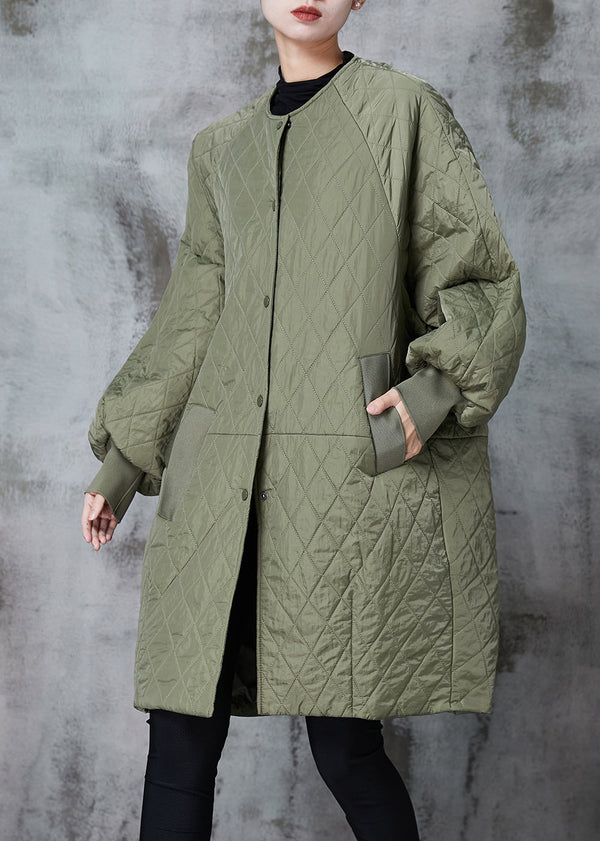 Modern Army Green Oversized Pockets Fine Cotton Filled Parka Jacket Winter