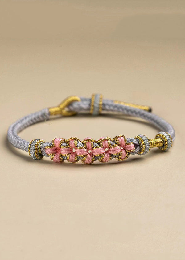 New Handwoven Grey Peach Blossom Good Luck Bracelet