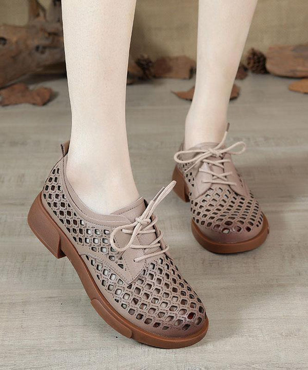 Nude Flat Shoes For Women Genuine Leather Boutique Cross Strap Flat Shoes