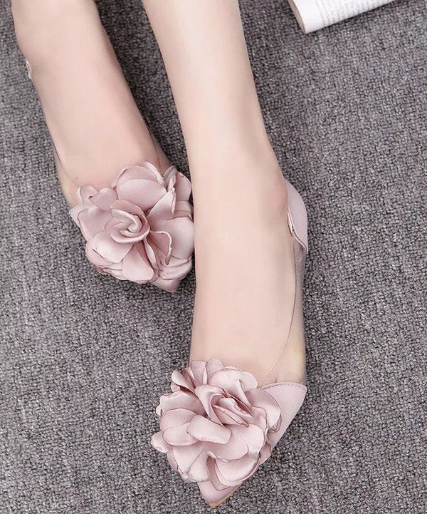 Pink Floral Comfy Splicing Walking Sandals Pointed Toe