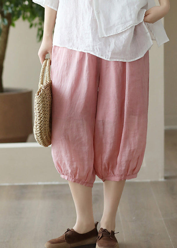 Pink Pockets Cozy Ramie Lantern Pants Summer