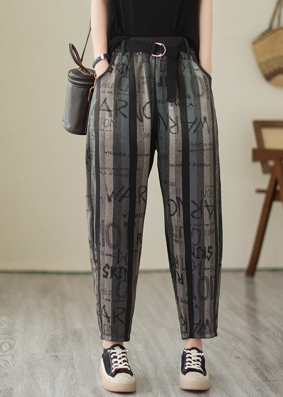 Plus Size Graphic Print Elastic Waist Crop Pants Summer