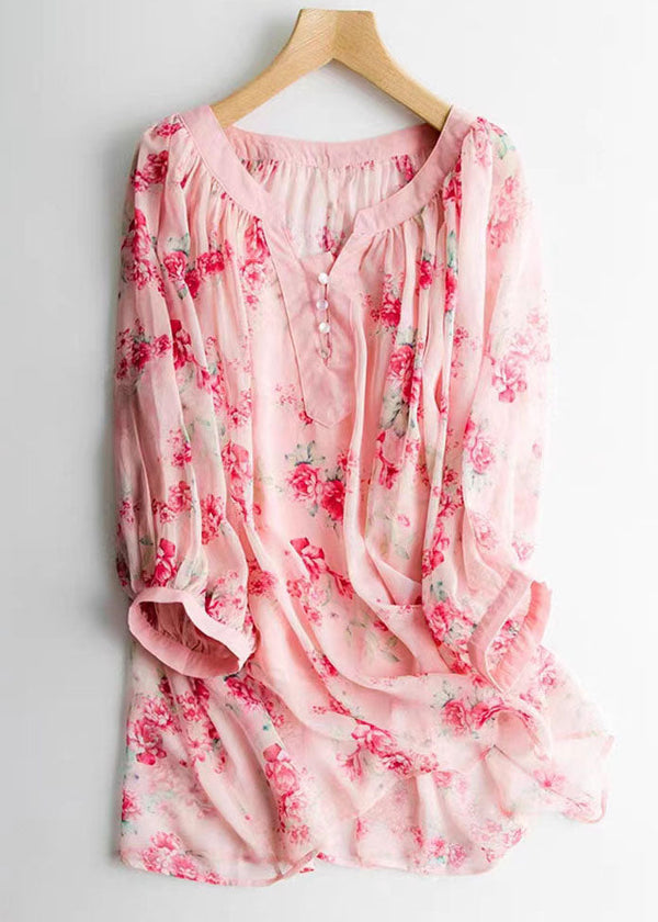 Quality Pink V Neck Wrinkled Chiffon Shirts And Spaghetti Strap Two Pieces Set Lantern Sleeve