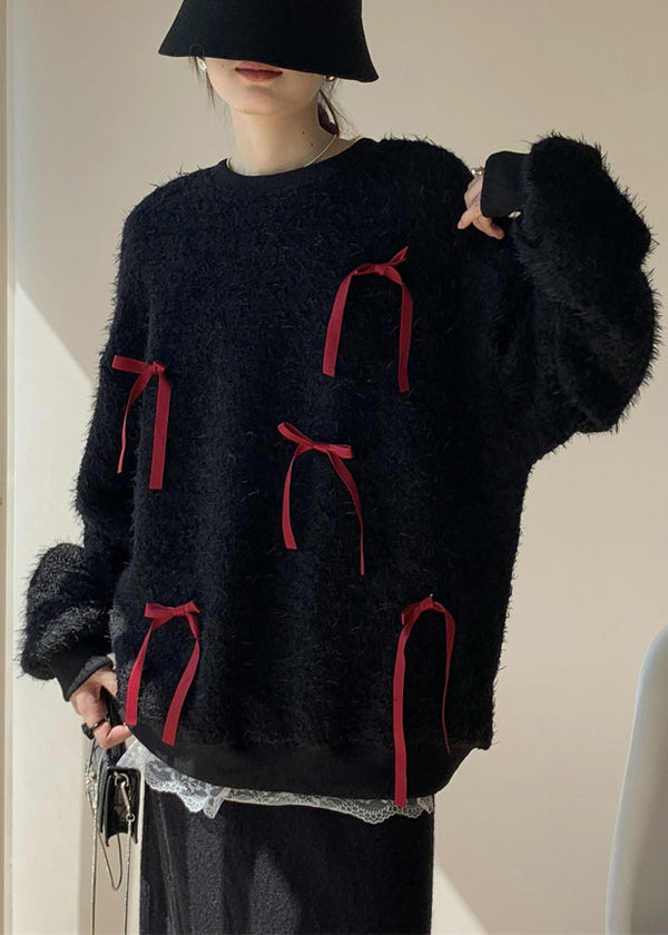 Red Fluffy Cozy Knit Sweaters O Neck Winter