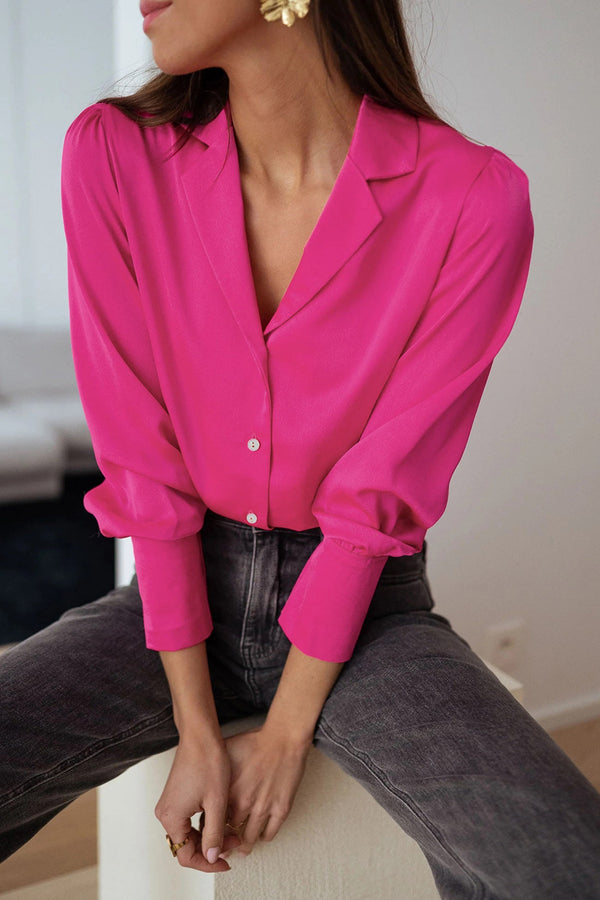 Satin Puff Sleeve Blouse Tops