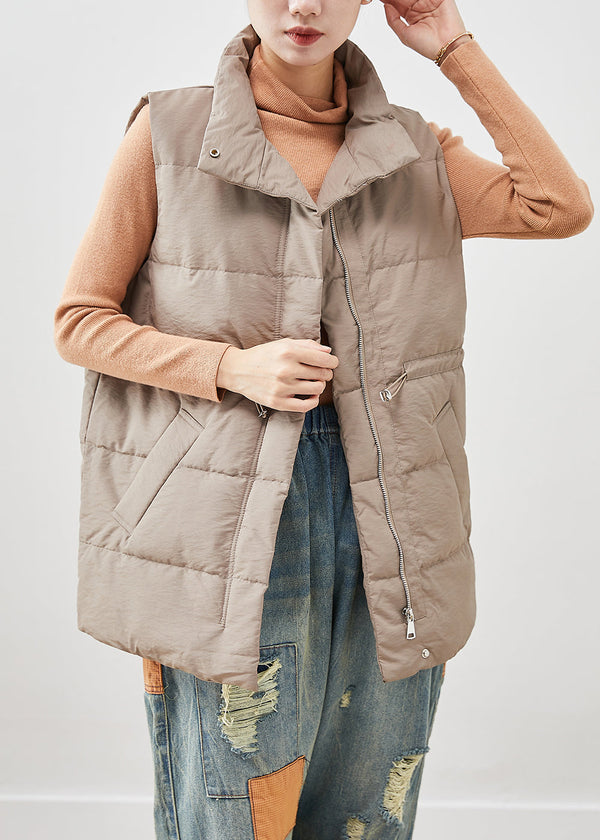 Style Khaki Cinched Thick Duck Down Vests Winter