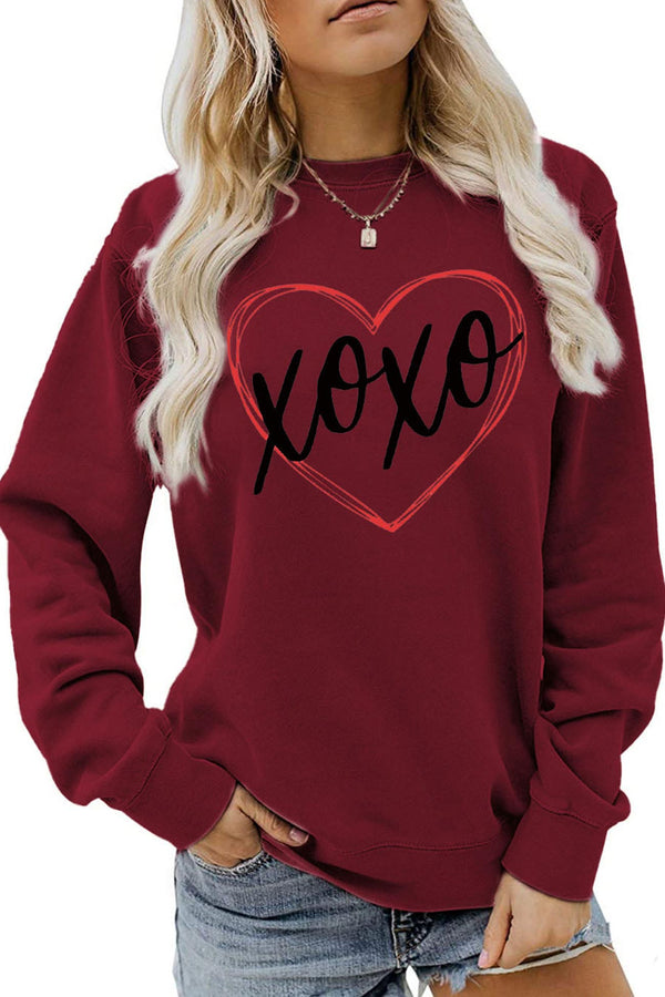 Thin Line Heart Letter Graphic Sweatshirt