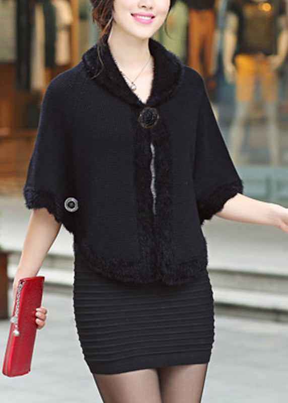 Vogue Black Peter Pan Collar Knit Cardigan Fall