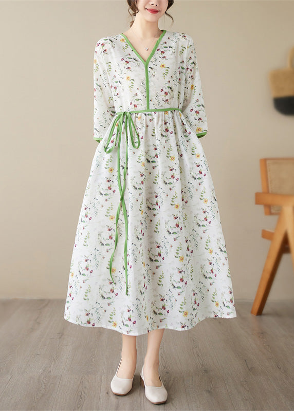 Vogue Green Print Patchwork Party Long Dress Summer