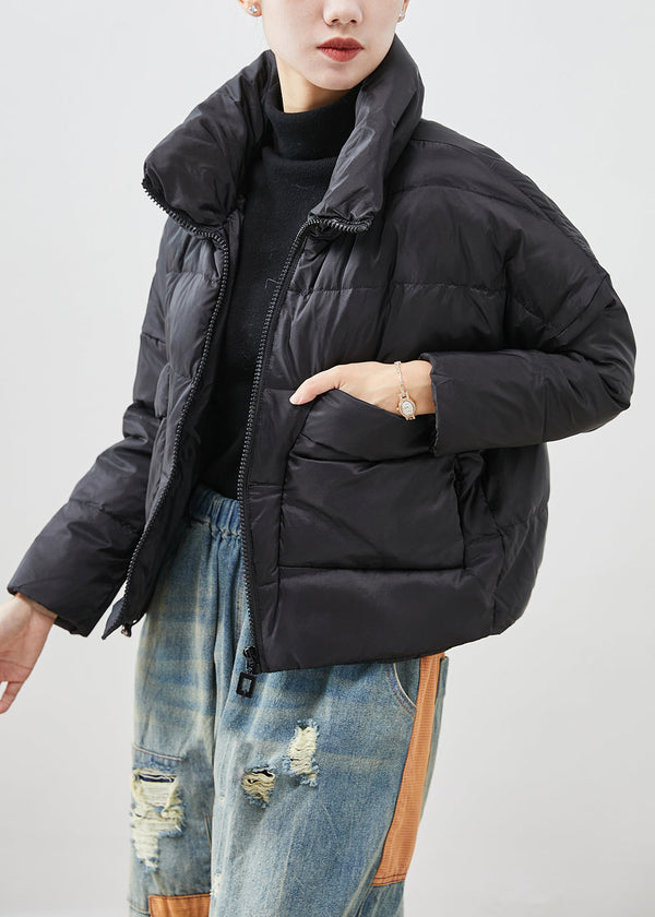 Women Black Oversized Pockets Duck Down Jackets Winter