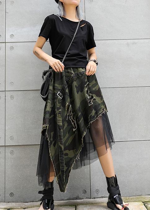 Mid-length skirt summer camouflage leopard large size female irregular skirt