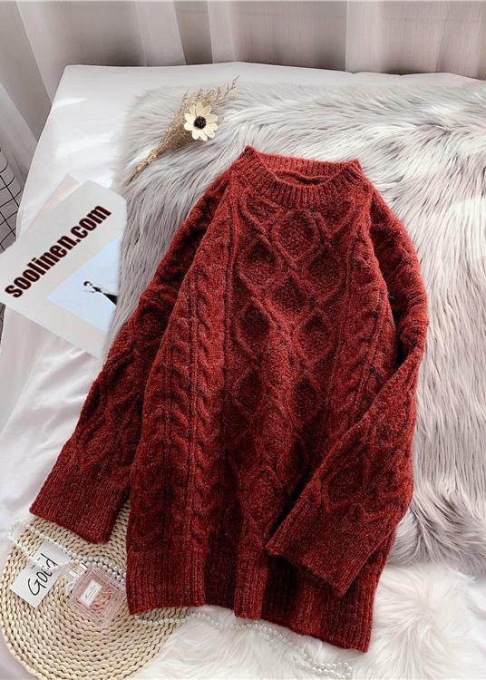 Fashion o neck baggy Sweater dresses Beautiful burgundy Tejidos knit dresses