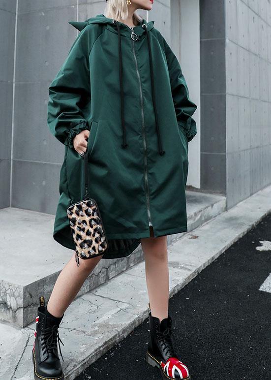 Women hooded Fine clothes green loose women coats fall