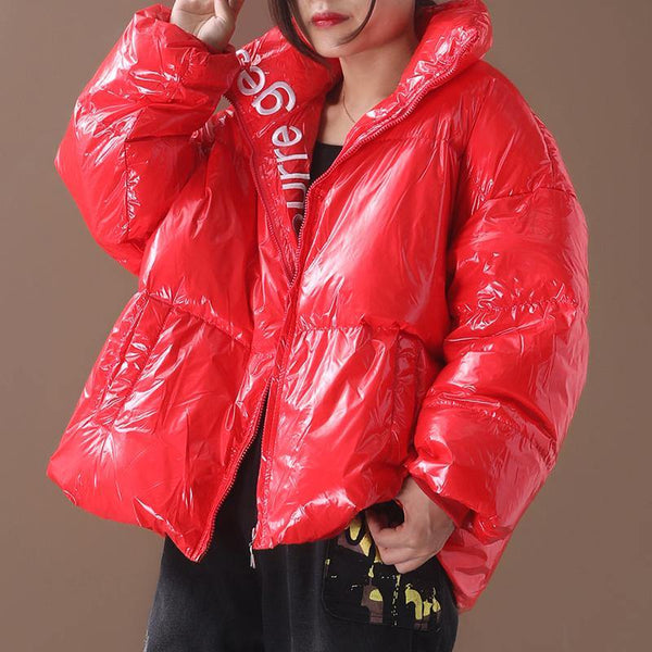 women plus size snow jackets hooded coats red warm stand collar down coat winter